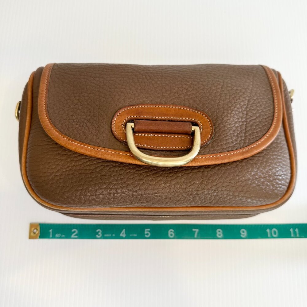 Vintage Dooney & Bourke Porthole Clutch Shoulder Bag Taupe/Tan AWL Rare - Picture 11 of 13